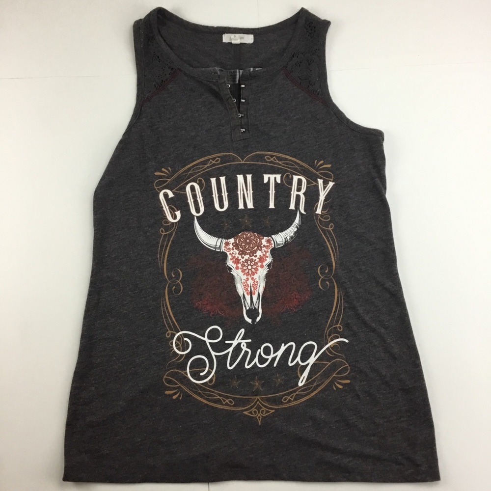 Maurice’s Country Strong Tank Top Grey Henley S.
